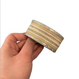 Modern Magnetic Bangle; White, Cream, Silver